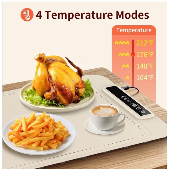 New Warming Mat for Food - Electric Silicone Food Warming Tray for Buffet, Beige - Picture 3 of 9